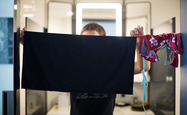 Line drying the Shepherd's Wool Utility Cloth.
